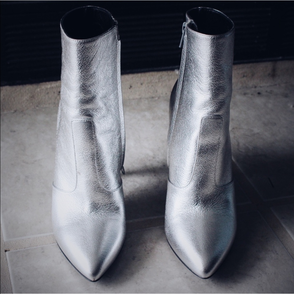 Saint Laurent Silver Fetish Bootie
